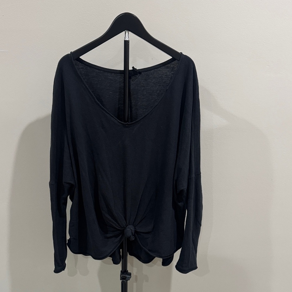 Urban Outfitters Black Knot-Front Long Sleeve Top
